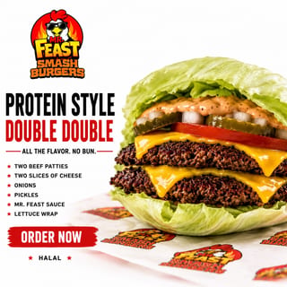 Mr Feast Protein burger w/fries