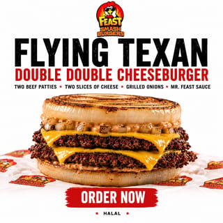 Flying Texan cheese burger w/fries