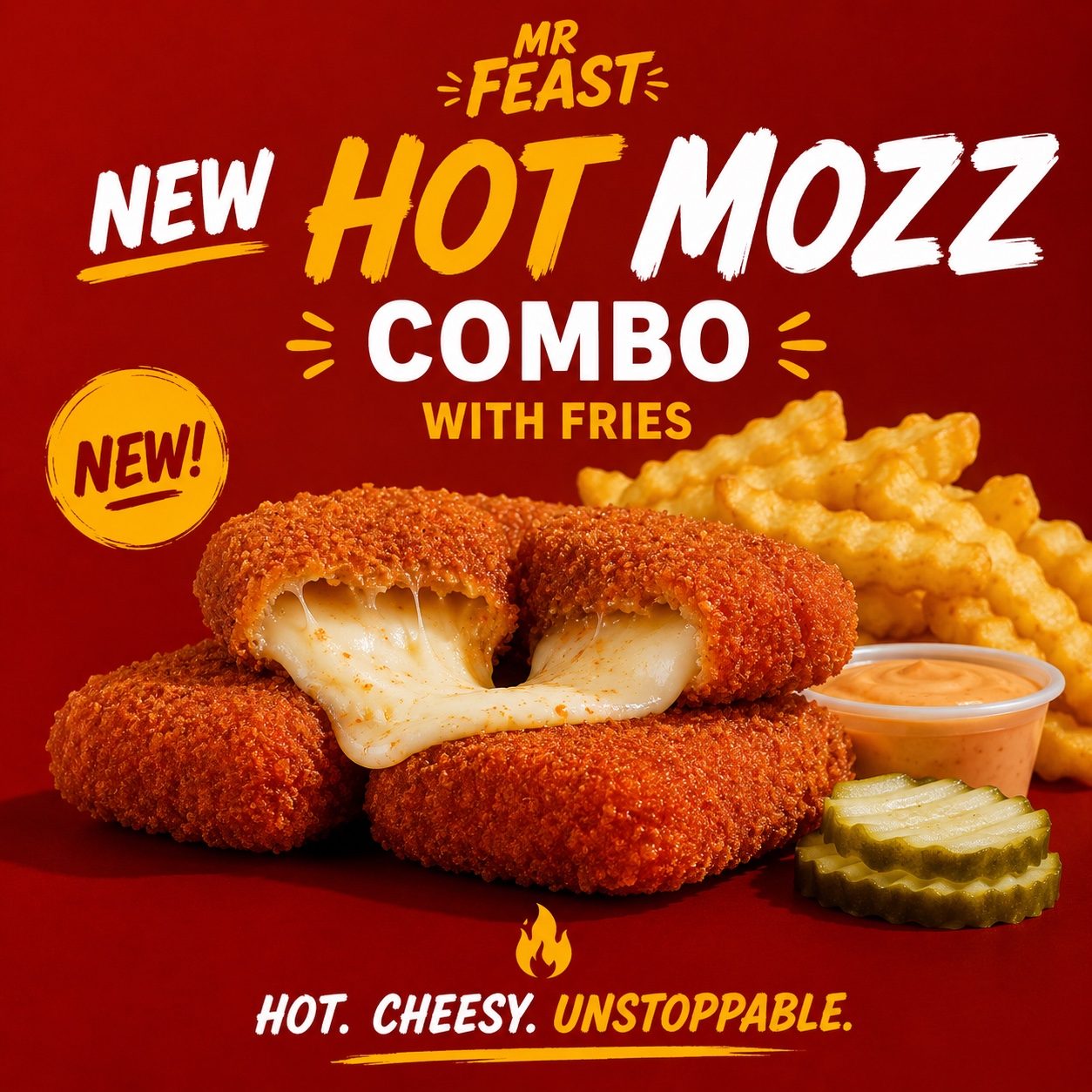 Mr Feast Hot Mozz 3 Piece Meal.