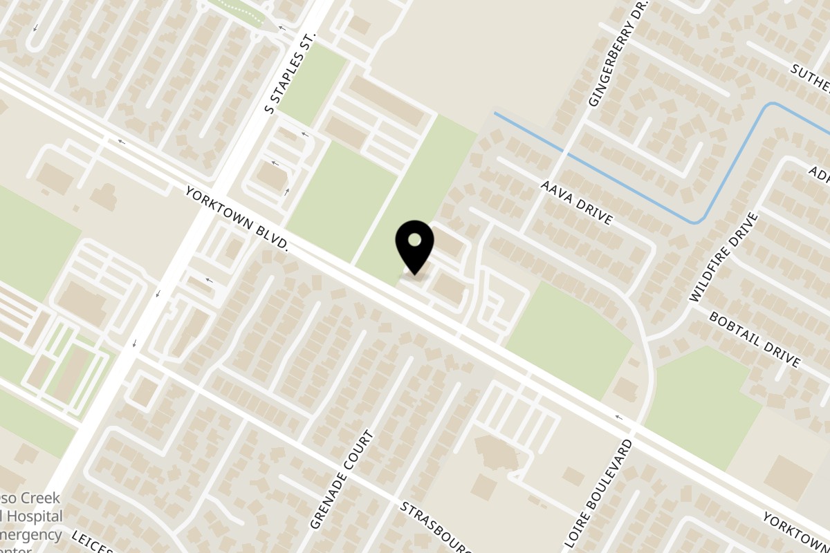 Map showing the location of Mr Feast Hot Chicken Yorktown - Mr Feast Hot Chicken on 5802 Yorktown Blvd in Corpus Christi